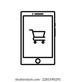 Phone Shopping Icon Outline Vector Illustration