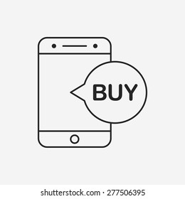 phone shopping line icon