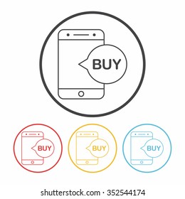 phone shopping line icon