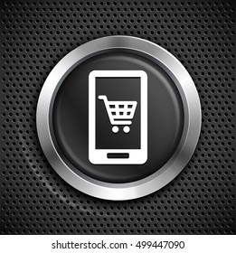 Phone Shopping on Black Round Button