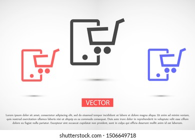 Phone shopping vector icon. online shopping with your phone icon.phone for sale icon.10 eps icon. flat design.