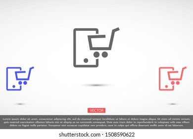 Phone shopping vector icon. online shopping with your phone icon.phone for sale icon.10 eps icon. flat design.