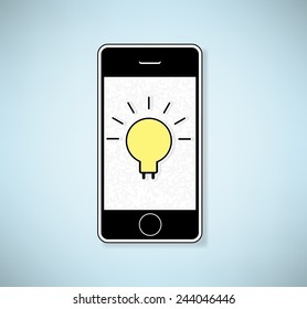 Phone show light bulb idea, Vector background