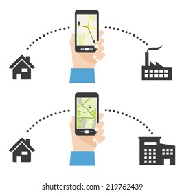 phone showing route map 