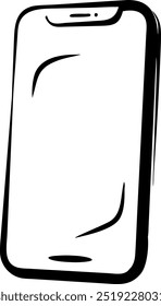 A phone is shown in a black and white drawing. The phone is turned off and has a white background
