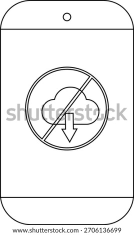 Phone shows circle with crossedout cloud and arrow