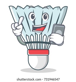 With phone shuttlecock character cartoon vector