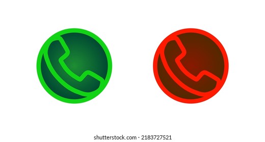 Phone Sign Icon Set Red And Green Color Accept And Reject Call Vector Illustration