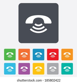 Phone sign icon. Support symbol. Call center. Rounded squares 11 buttons. Vector