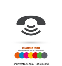 Phone sign icon. Support symbol. Call center. Classic flat icon. Colored circles. Vector