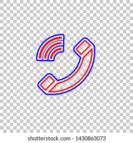 Phone sign illustration. Red, white and contour icon at transparent background. Illustration.