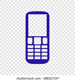 Phone sign illustration. Vector. Blue icon on transparent background.