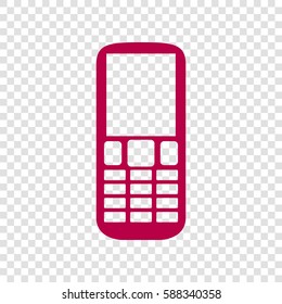 Phone sign illustration. Vector. Bordo icon on transparent background.