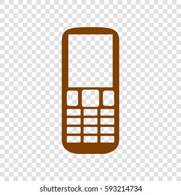 Phone sign illustration. Vector. Brown icon on transparent background.