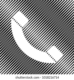Phone sign illustration. Vector. Icon. Hole in moire background.