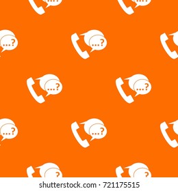 Phone sign and support speech bubbles sign pattern repeat seamless in orange color for any design. Vector geometric illustration