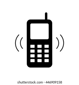 Phone sign. Telephone icon great for any use. Cell phone image. Flat design style. Monochrome icon isolated on white background. Stock Vector illustration