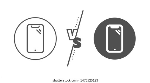 Phone sign. Versus concept. Smartphone line icon. Mobile device symbol. Line vs classic smartphone icon. Vector