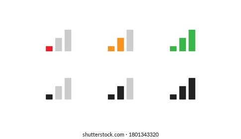 Phone signal bar, simple icon set. Network isolated concept in vector flat style.