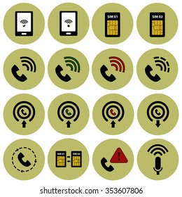 Phone signal and communications vector icon set 