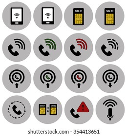 Phone signal and communications vector icon set 