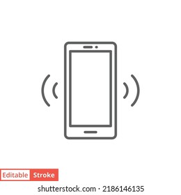 Phone signal icon. Simple outline style. Phone cell, smartphone, wireless, communication concept. Thin line vector illustration isolated on white background. Editable stroke EPS 10.