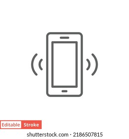 Phone signal icon. Simple outline style. Phone cell, smartphone, wireless, communication concept. Thin line vector illustration isolated on white background. Editable stroke EPS 10.