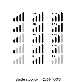 Phone signal icons set. Signal of phone in black color