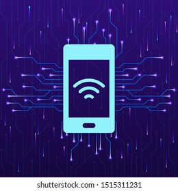 Phone, signal new technology vector icon. New mobile technology concept vector illustration. Phone, signal new technology vector icon
