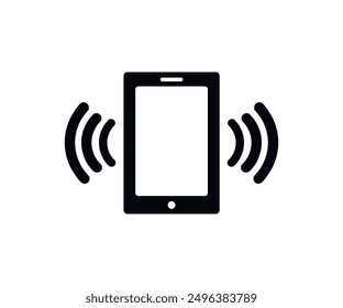 Phone with signal wave icon. Signal on smartphone. Incoming notification vector design and illustration.
