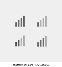 Phone signal.Line cellular indicator icons set on white background