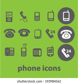 phone signs: smartphone and communication icons set, vector