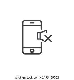 Phone silent mode line icon. linear style sign for mobile concept and web design. Mobile phone volume mute outline vector icon. Symbol, logo illustration. Vector graphics