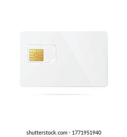 Phone sim card template of microchip inside plastic card for communication brand identity presentation, realistic vector illustration isolated on white background.
