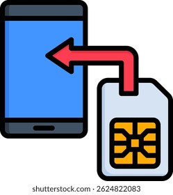 Phone Sim Icon Lineal Color Vector Illustration
