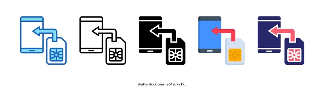Phone Sim Multiple Style Icon Set Collection.