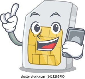 With phone simcard in the phone a cartoon