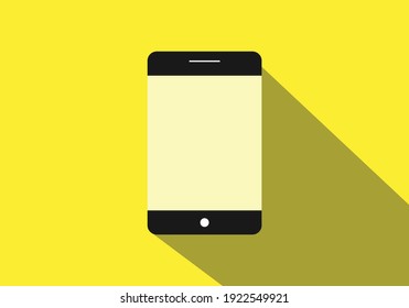 Ilustración vectorial de imágenes prediseñadas simples de teléfono y fondo amarillo.
