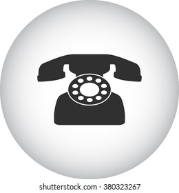 Phone simple icon on round grey background