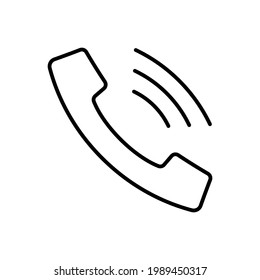 Icono de línea plana simple de teléfono, símbolo de soporte telefónico. Llámennos concepto. Ilustración del vector EPS10