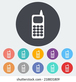 Phone. Single flat icon on the circle. Vector illustration.