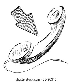 Phone sketch. Incoming call icon