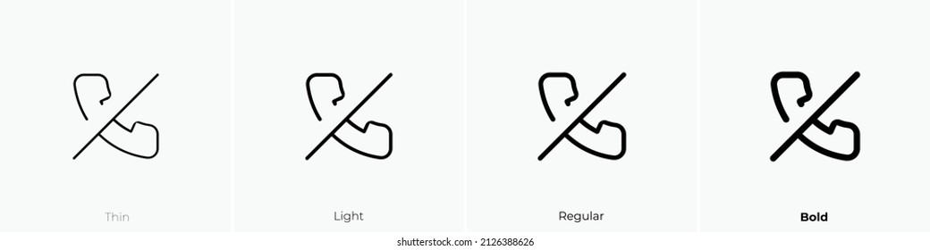 phone slash icon. Thin, Light Regular And Bold style design isolated on white background