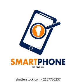 Phone With Smart Finder Vector Logo Template. This Design Use Lamp Symbol. Suitable For Technology.