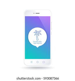 Phone - smartphone - beach - palm icon