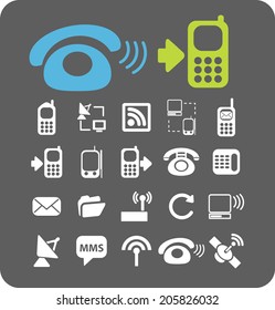 phone, smartphone, call, customer service icons, signs, symbols set, vector