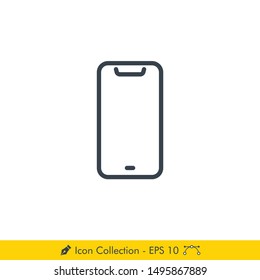 Phone (Smartphone) Icon / Vector - In Line / Stroke Design