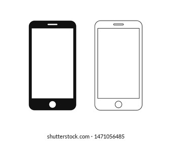 Phone or smartphone isolated vector icon in two liner icon templates. Vector mobile signs or icons isolated. EPS 10