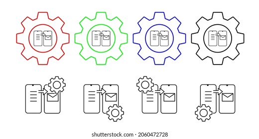 Phone, sms, email, send vector icon in gear set illustration for ui and ux, website or mobile application