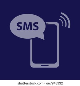 Phone SMS icon vector. Blue icon